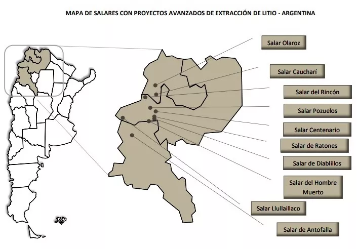 mapa de salares en el noa