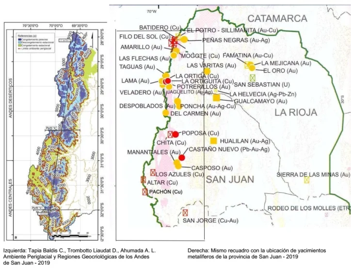 MAPAS GLACIARES san juan y mendoza