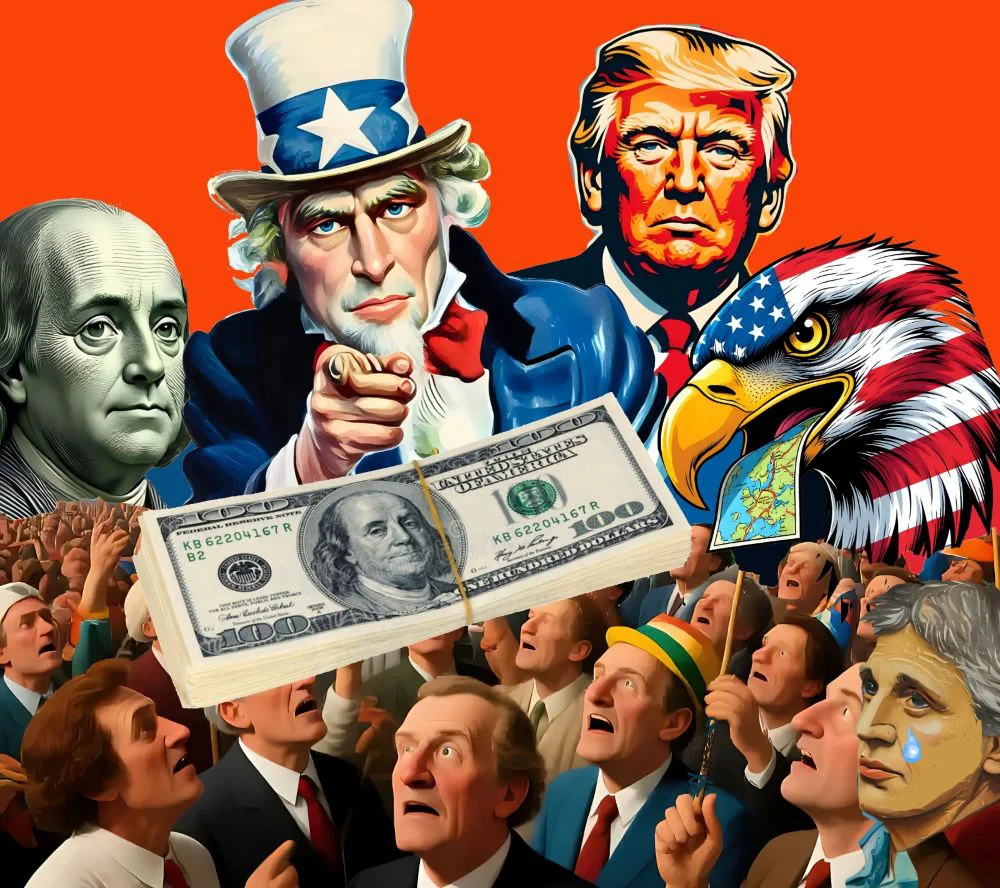 spotti, trump, franklin, tio sam, dolar